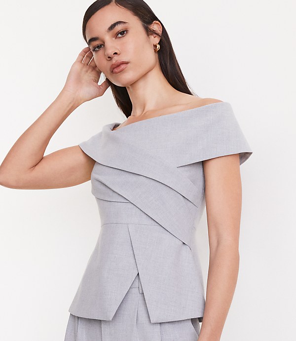 LOFT Versa Seasonless Stretch Asymmetrical Off The Shoulder Top