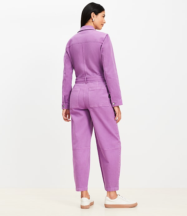 Denim Utility Jumpsuit in Moody Magenta