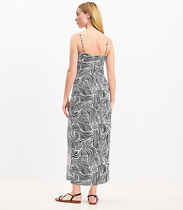 Petite LOFT Beach Spiral Linen Blend Cutout Twist Midi Dress