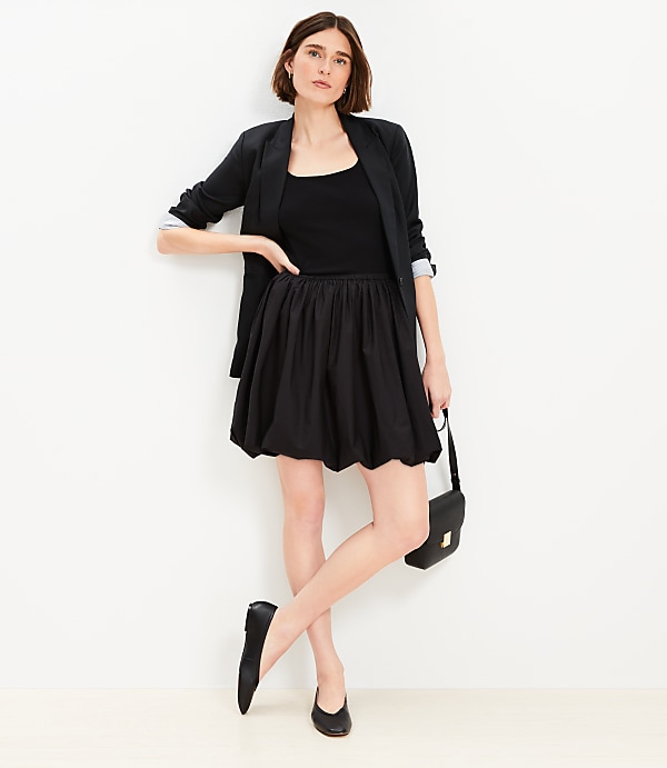 Poplin Ruched Bubble Mini Skirt