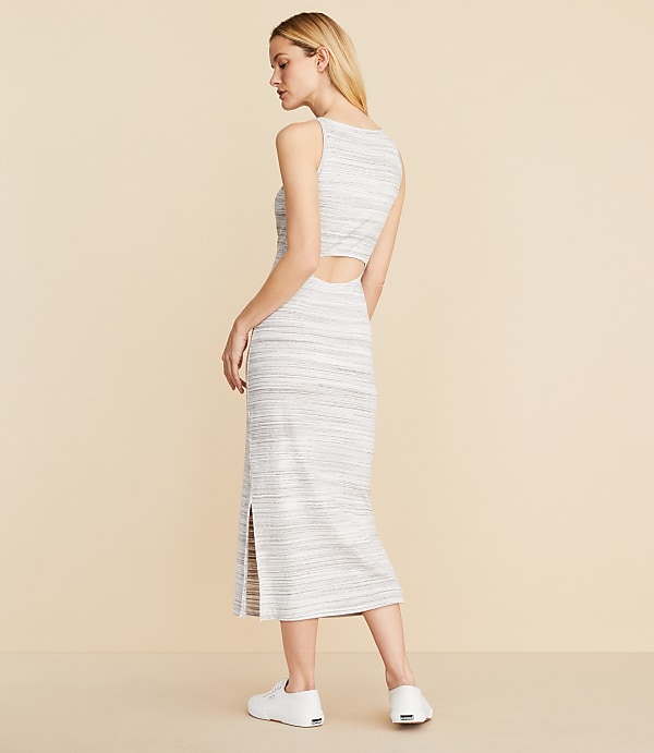 Lou & Grey Spacedye Ribbed Open Back Midi Dress