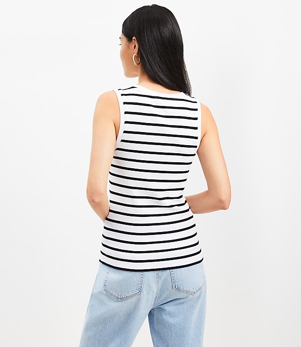 Petite Stripe Perfect Ribbed Scoop Neck Tank Top