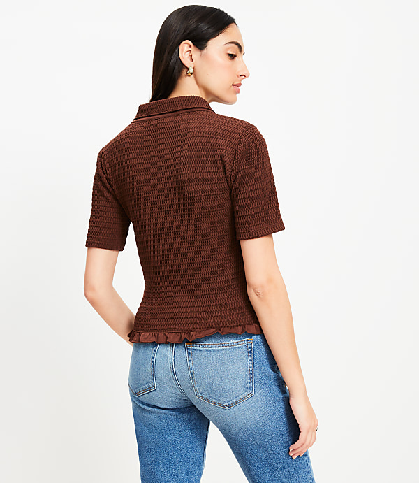 Smocked Ruffle Hem Shirt