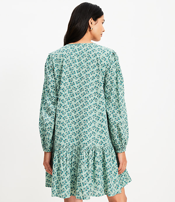 Floral Pleated Flounce Mini Dress