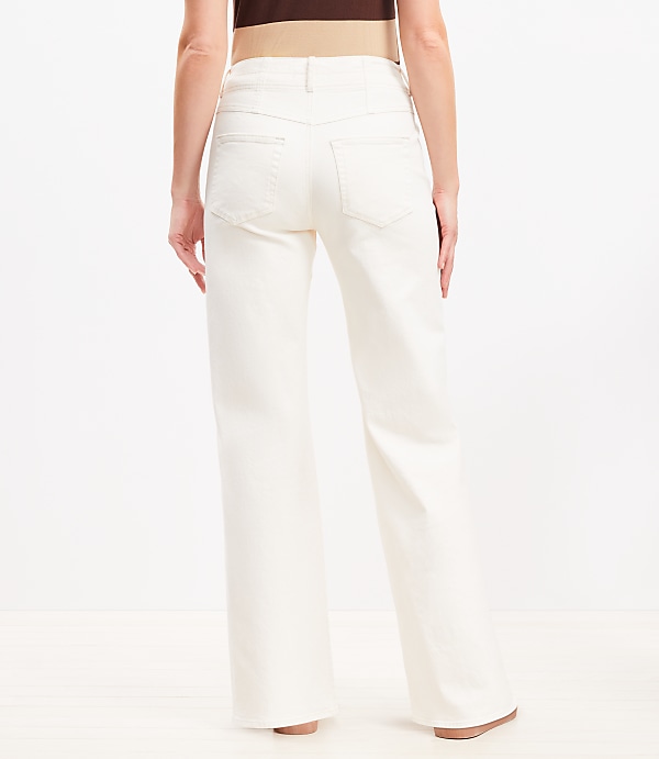 Seamed Wide Leg Jeans in Ivory