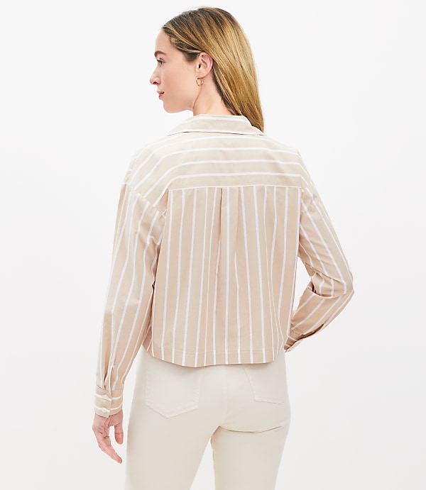 Petite Striped Poplin Wide Sleeve Modern Utility Shirt