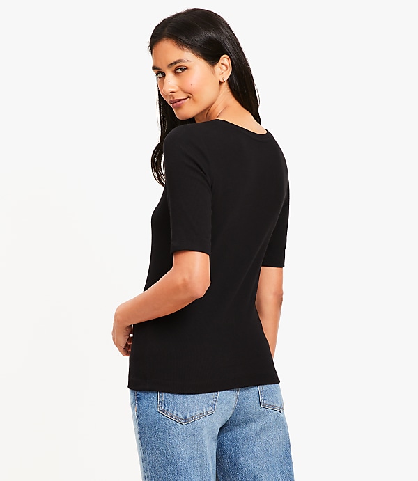 Perfect Ribbed Elbow Sleeve Tee