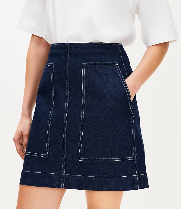 Denim Utility Skirt in Rinse Wash