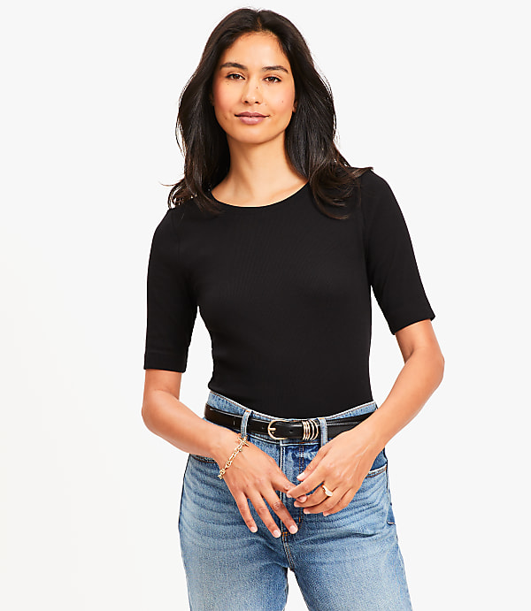 Perfect Ribbed Elbow Sleeve Tee