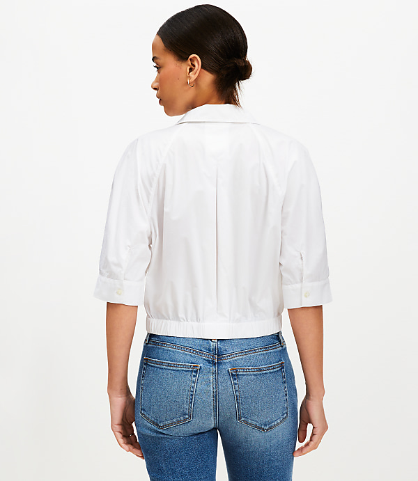 Petite Poplin Elasticized Hem Blouse