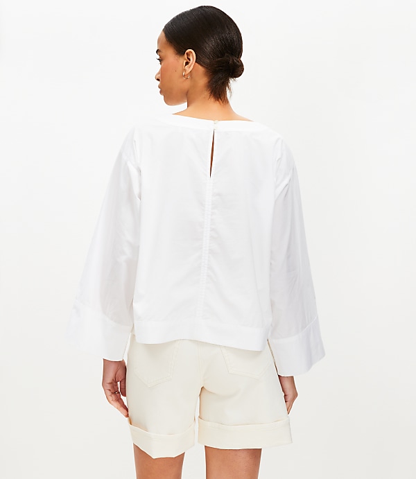 Poplin Wide Cuff Blouse