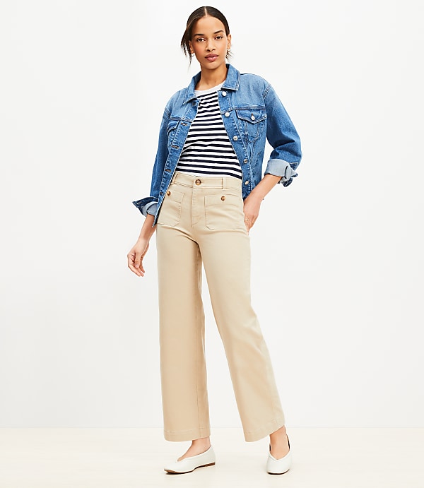Tall Palmer Wide Leg Crop Pants in Twill