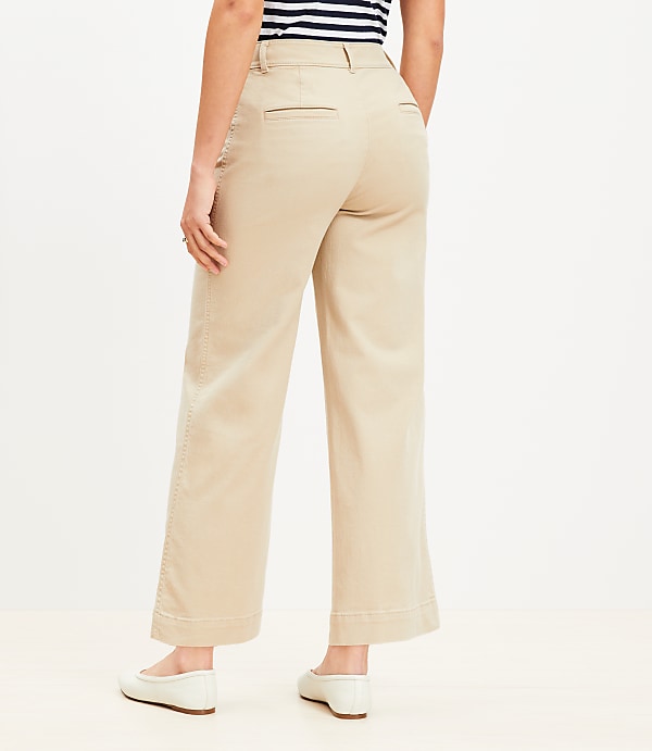 Petite Curvy Palmer Wide Leg Crop Pants in Twill