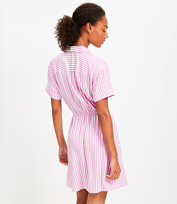 Petite Striped Mini Pocket Shirtdress