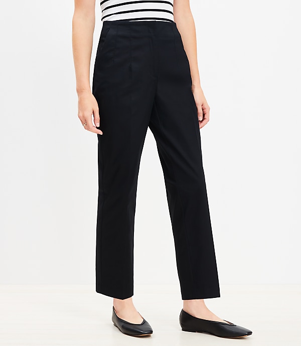 Petite Darted Straight Pants in Twill