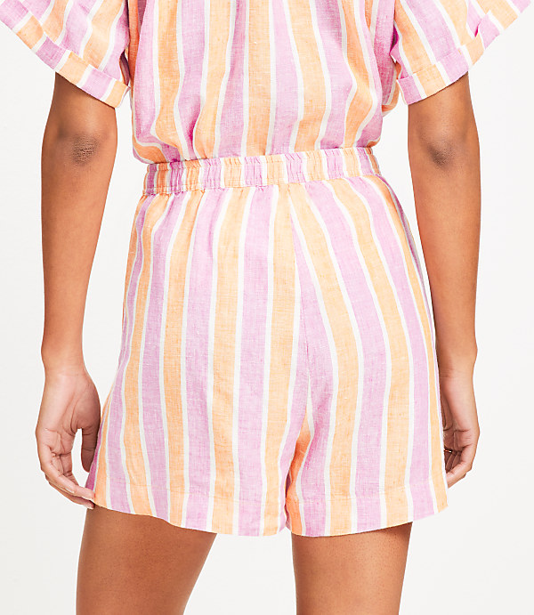 LOFT Beach Striped Linen Drawstring Shorts