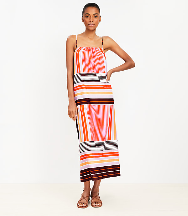 LOFT Beach Striped Crisscross Back Maxi Dress