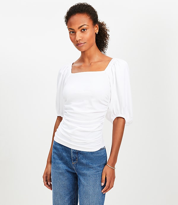 Ruched Bubble Sleeve Top