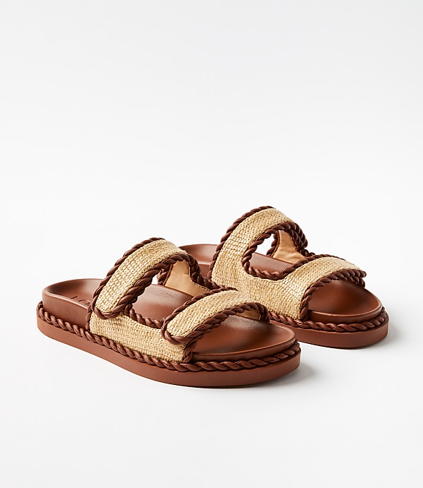 Straw Double Buckle Molded Sandals