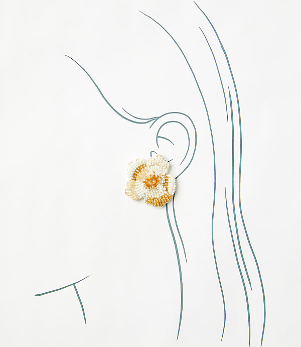 Beaded Flower Statement Stud Earrings