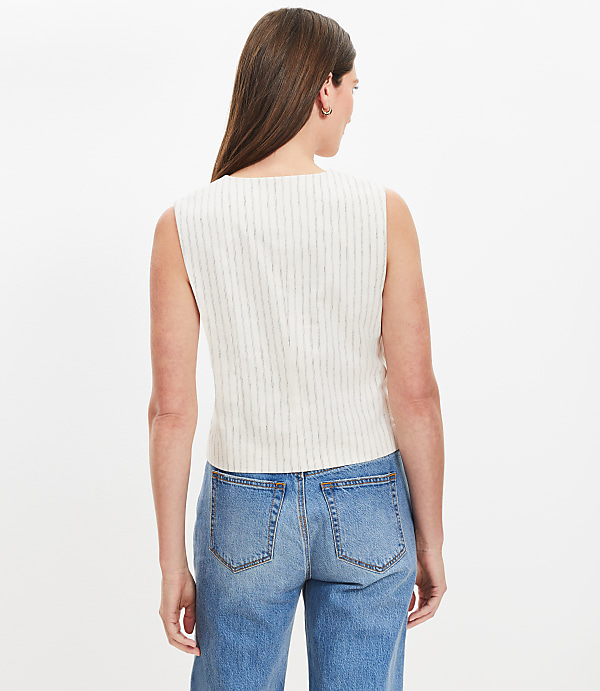 Striped Cotton Linen Pocket Vest