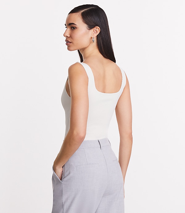 Petite LOFT Versa Ribbed Square Neck Bodysuit