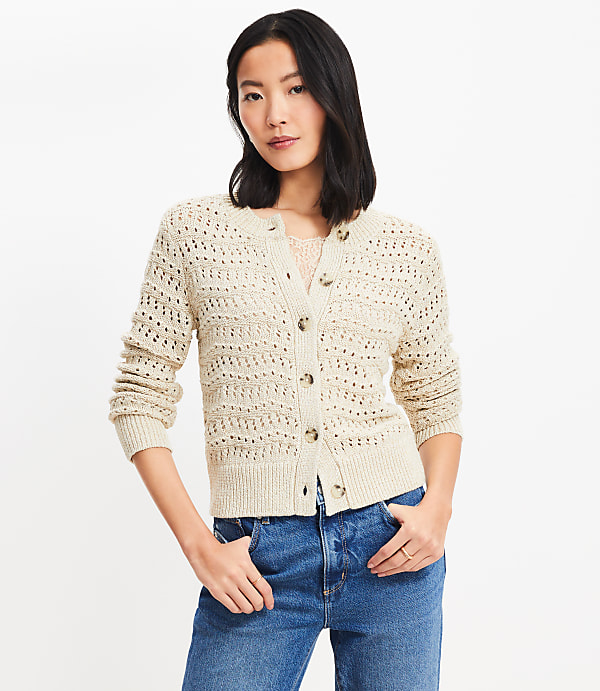 Shimmer Pointelle Cardigan