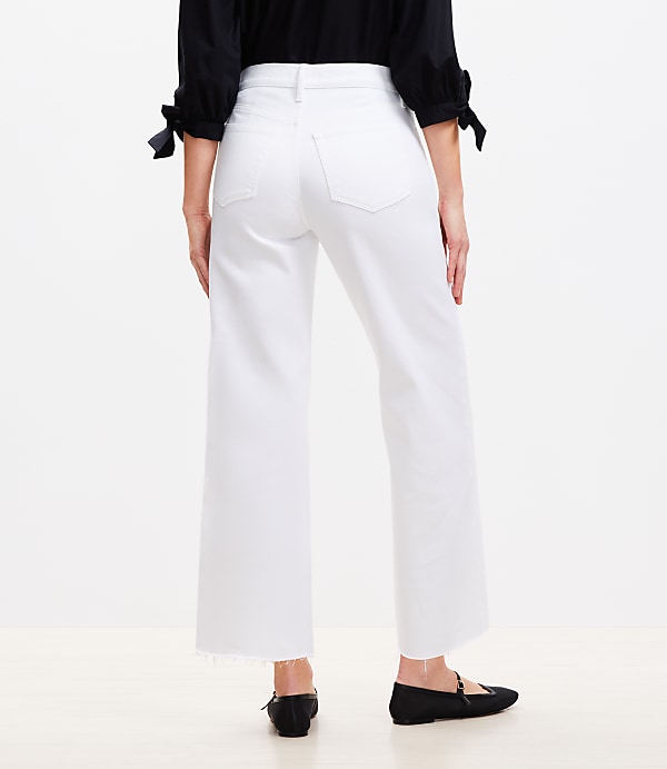 Curvy High Rise Wide Leg Crop Jeans in White