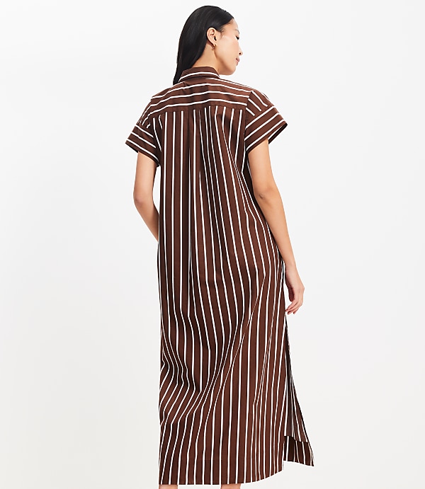 Petite Striped Poplin Maxi Pocket Shirtdress