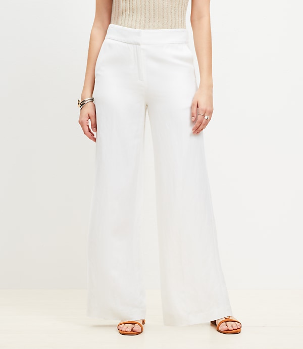 Petite Clean Wide Leg Pants in Linen Blend