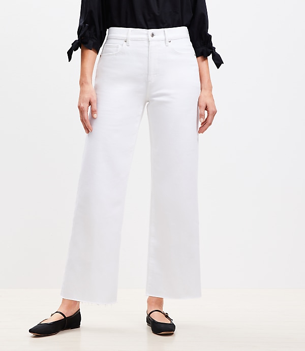 Curvy High Rise Wide Leg Crop Jeans in White