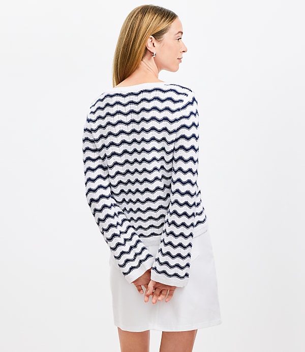 Zig Zag Wide Sleeve Boatneck Sweater