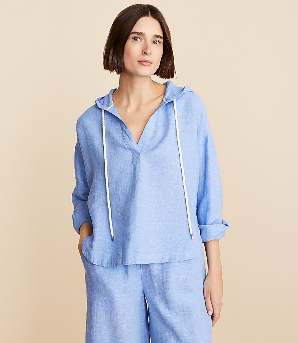 Lou & Grey Crosshatch Linen Tunic Hoodie