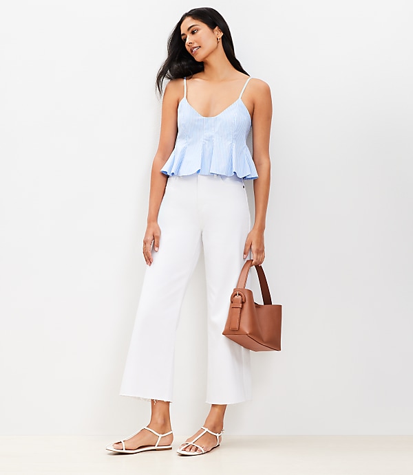Striped Poplin Pleated Flare Cami