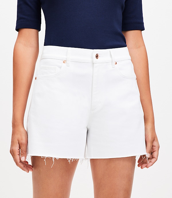 Fresh Cut High Rise Cut Off Denim Shorts in White