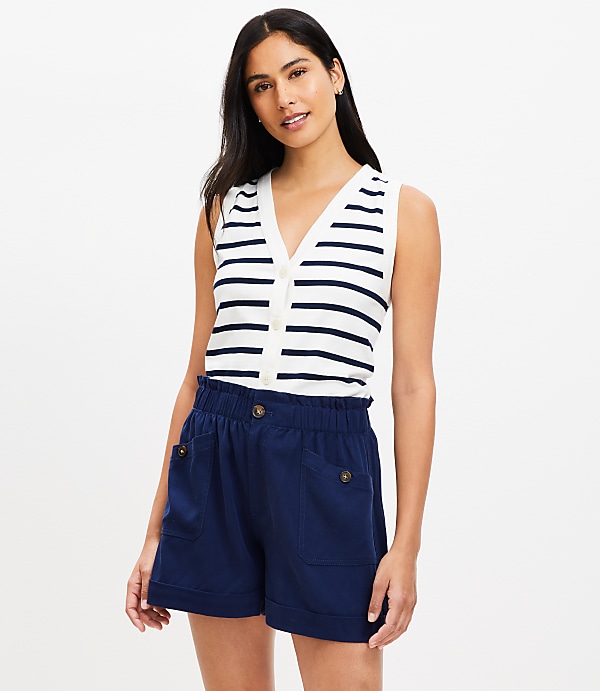 Cuffed Utility Shorts in Twill
