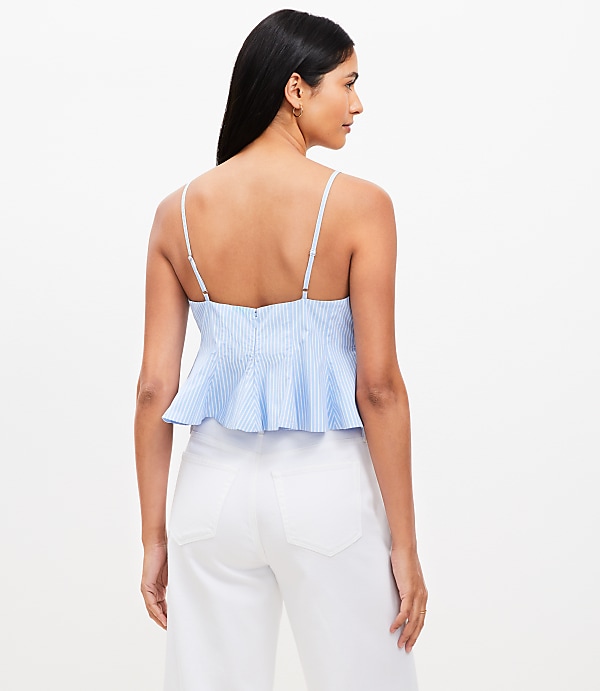 Striped Poplin Pleated Flare Cami