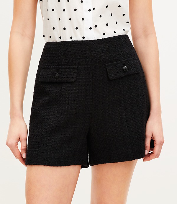 Petite Tweed Button Trim Shorts