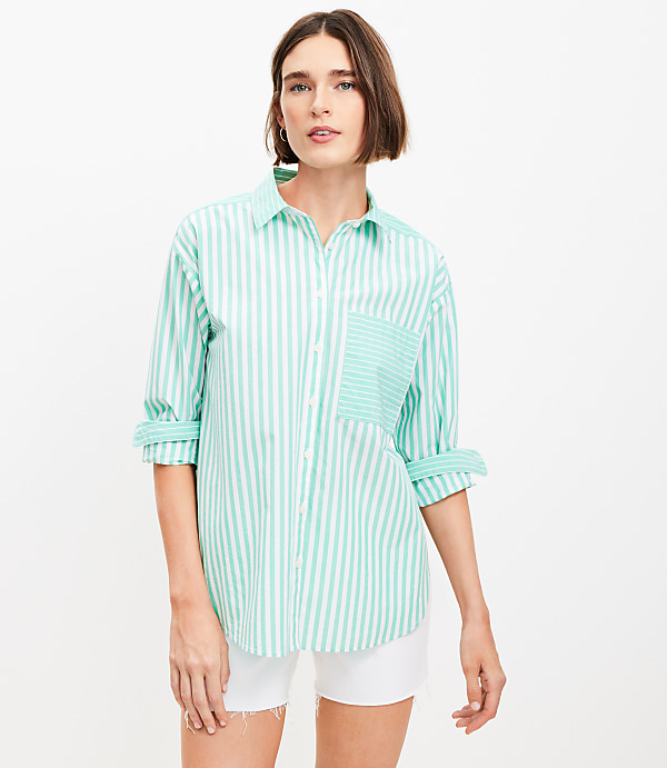 Striped Poplin Everyday Oversized Pocket Shirt