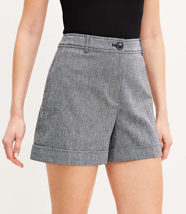 Cuffed Shorts in Cotton Linen