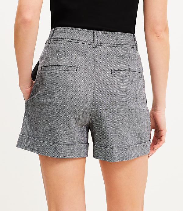 Cuffed Shorts in Cotton Linen