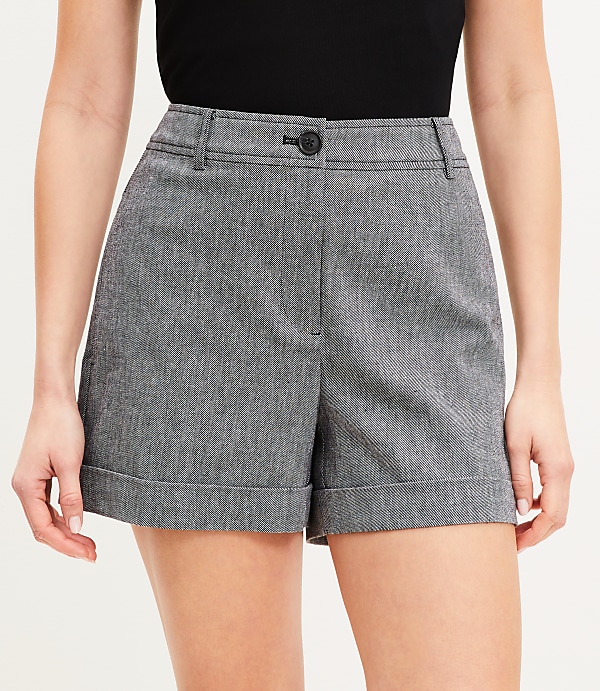 Curvy Cuffed Shorts in Cotton Linen