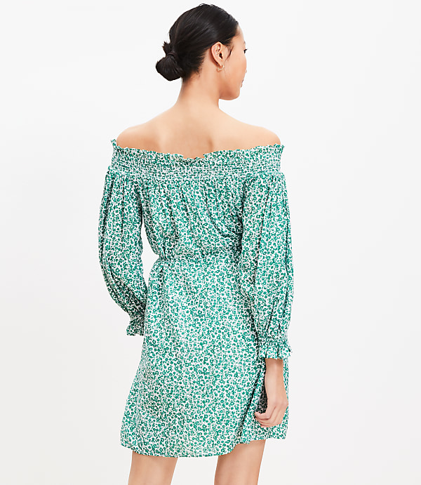 Tall Floral Smocked Off The Shoulder Mini Dress