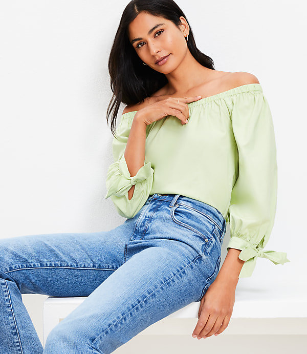 Tie Cuff Off The Shoulder Top