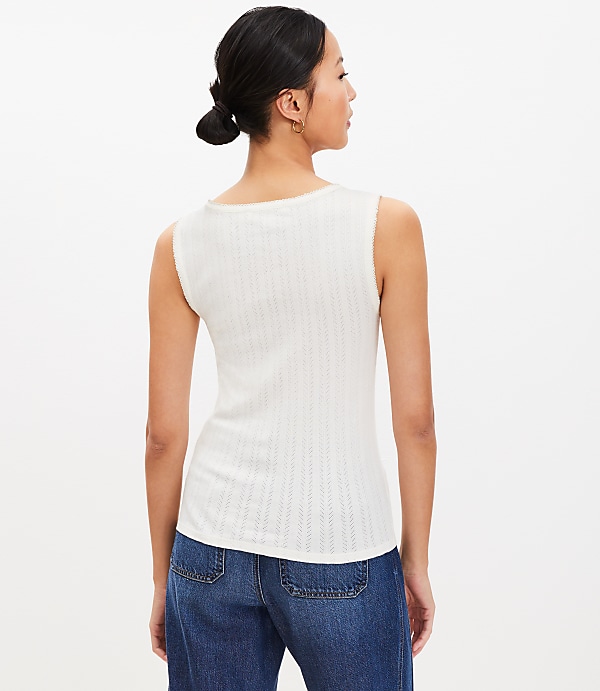 Pointelle Perfect Ribbed Scoop Neck Tank Top