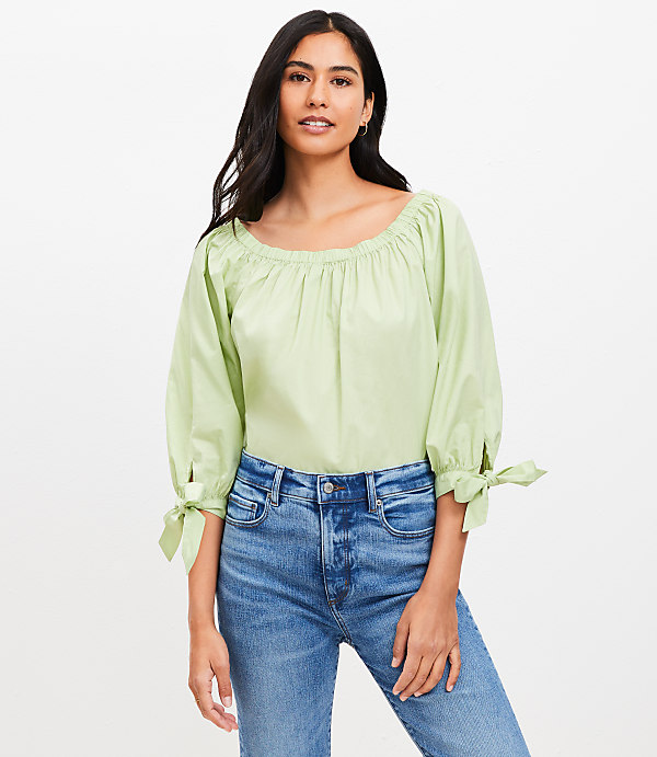 Tie Cuff Off The Shoulder Top