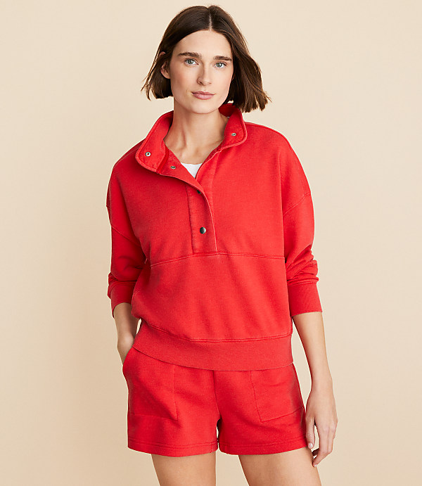 Lou & Grey Snap Washed Cozy Cotton Sweatshirt