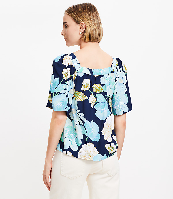 Petite Floral Square Neck Top
