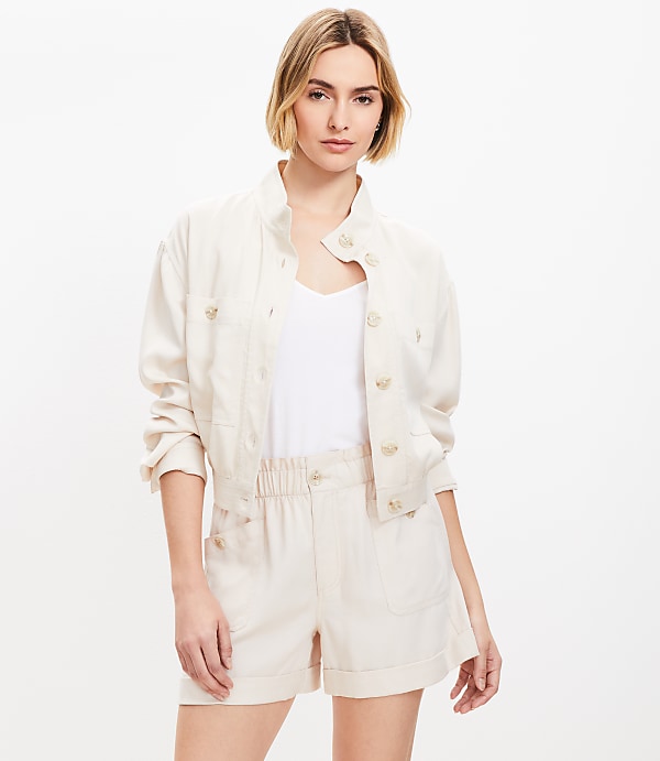 Cuffed Utility Shorts in Twill