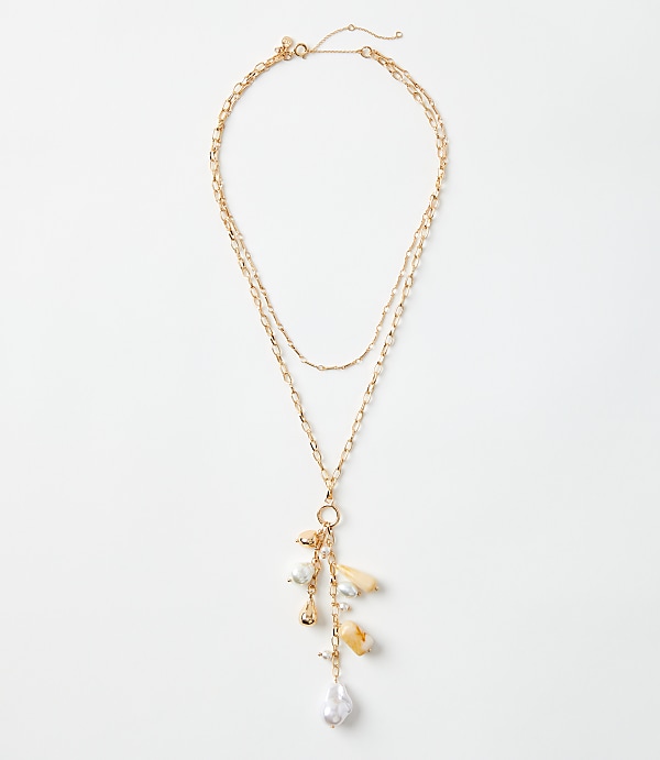 Pearlized Cluster Charm Necklace
